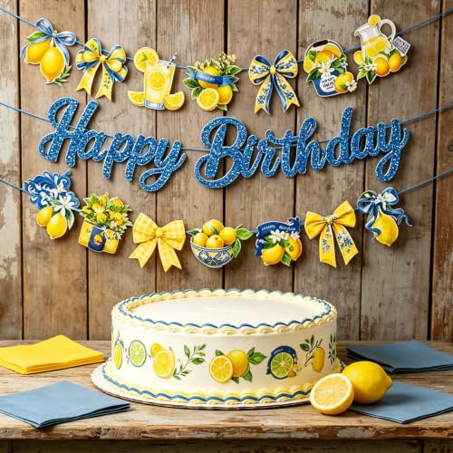 Capri citron partydekorationer Italien blå kakel banderoll