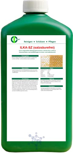 ILKA® - SZ (salzsäurefrei) Zementschleierentferner Konz. | 10ltr | Reinigungsmittel gegen Zementschleier, Ausblühungen und Rost | Kalkreiniger für Beton und Klinker | farblos