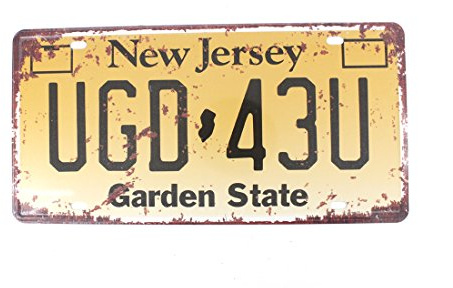 6x12 Inches Vintage Feel Metal Tin Sign Plaque for Home,Bathroom and Bar Wall Decor Car Vehicle License Plate Souvenir (New Jersey UGD-43U)