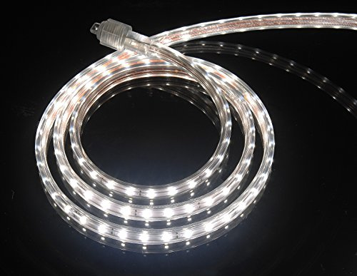 CBConcept UL Listed, 3.3 Feet, 360 Lumen, 4000K Soft White, Dimmable, 110-120V AC Flexible Flat LED Strip Rope Light, 60 Units 3528 SMD LEDs, Indoor Outdoor Use, Accessories Included, Ready to use