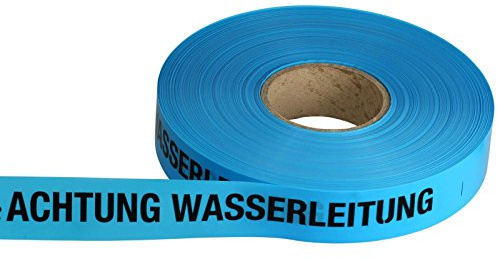 ACHTUNG WASSER/WASSERLEITUNG Trassen-Warnband/Trassenband/Warnband/Band 250 m x 40 mm, blau