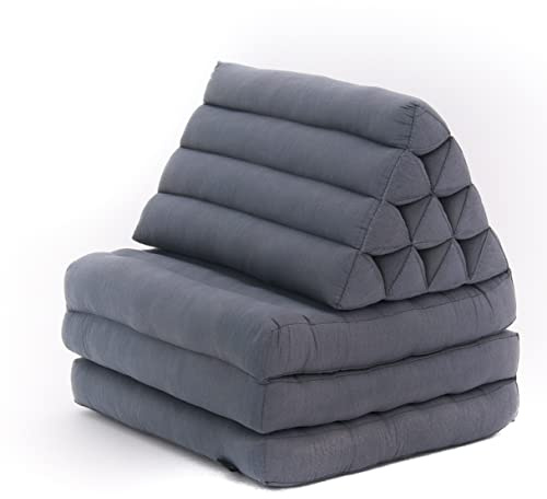 LEEWADEE - Comodo Materasso Da Pavimento Giapponese Con Cuscino Lettura, Materasso Futon O Tappetino Pieghevole Da Massaggio Tailandese, 170 x 53 cm, Antracite