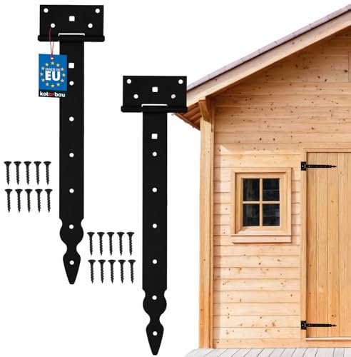 KOTARBAU® Lot de 2 charnières en T décoratives en forme de croix Revêtement par pulvérisation Noir 350 mm