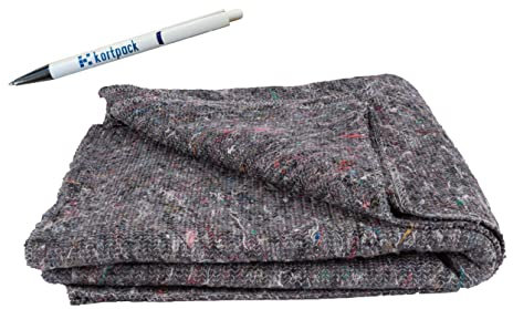 Kortpack Couverture de déménagement extra large 150 cm de large x 5 m de long = 7,5 m² - 350 g par m² - Idéal pour le déplacement et la protection, Gris