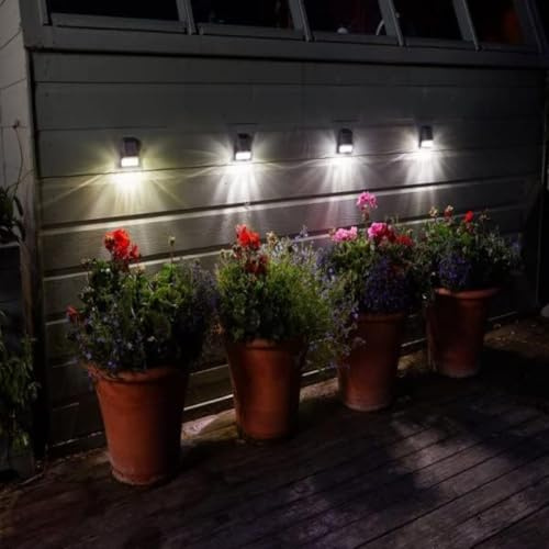 Garden Mile 4pc White LED Solar Garden Lights - Waterproof Solar Bright Lamps for Outdoor Fence, Shed, Patio, Driveway, Decking, Night Path and Pathway Lighting