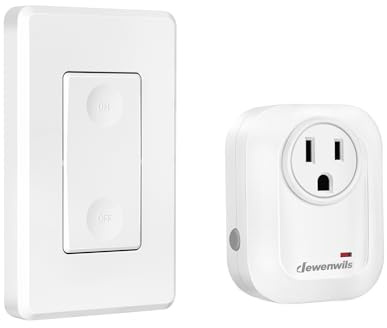 DEWENWILS Remote Control Outlet Wireless Wall Mounted Light Switch, Electrical Plug in On Off Power Switch for Lamps, Fans, Household Appliance, No Wiring, 100 Feet RF Range, Programmable