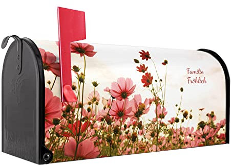 banjado® Amerikanischer Briefkasten - US Mailbox/Letterbox mit Motiv Schmuckkörbchen 51x22x17cm - Postkasten Stahl aus Amerika – Briefkasten amerikanisch schwarz pulverbeschichtet