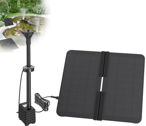 XMTECH Fontaine solaire - Pompe de bassin pliable - Fontaine solaire - Avec support réglable - Buses de pulvérisation - 20 W - Pour jardin, fontaine de jardin, petit étang, bain d'oiseaux