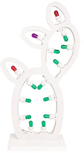 Lupia Lampada da tavolo in Legno FICO d'India o CACTUS Grande 25x19xH64,5 cm LUMINARIA d’arredo pugliese 15 lampadine colorate