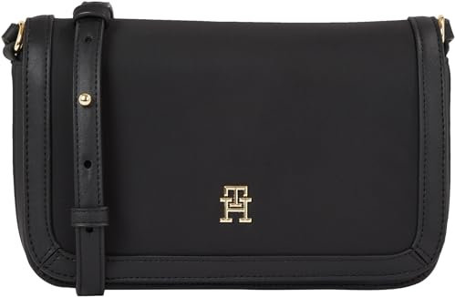Tommy Hilfiger Damen Crossbody Bag Tasche Essential Flap Crossover Nachhaltig, Schwarz (Black), Onesize