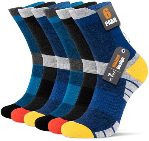Niofind Mens Socks 6 Pairs, Cushioned Men Women Socks, Anti-Blister, Anti-Odour, Moisture-Wicking, Breathable Cotton Socks for Trainer, Running, Sports, Walking, Working, Cycling, Hiking (9-11)