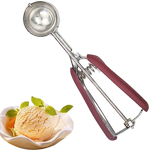 4cm Pinch sy Trigger Sp Handle Ice Cream Scoop Stain Steel(Wine Red)