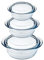 Ôcuisine® Casserole Glass Round Dishes with Handles Oven Safe - Freezer Safe - Microwave Safe Borosilicate Glass Made in France (Set 1.4LT + 2.1LT + 3LT)