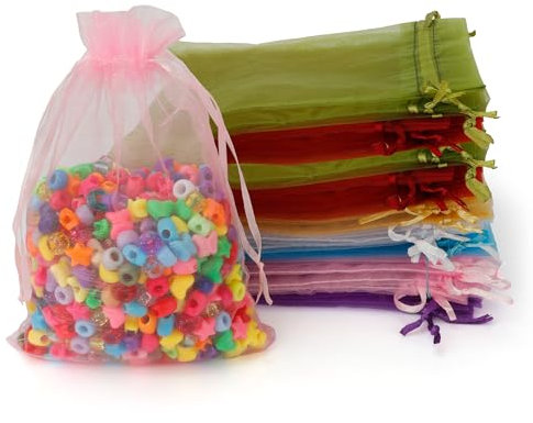 ldyllicStyle 50 Stück schwarze Organza-Geschenksäckchen, Organzasäckchen für Hochzeit, Jahrestag, Weihnachten,