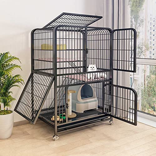 Katzenkäfig im Freien, Katzenhütte, Katzenkäfig, Laufstall, Katzengehege auf Rädern, Metall-Kätzchenkäfig, Kleintierstall, übergroße Katzenvilla – für kleine Tiere, Welpen, Kätzchen, Hasen (