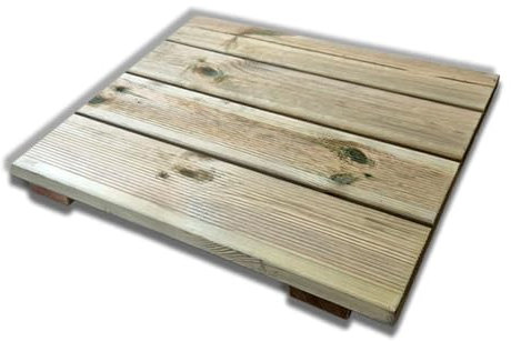 Pedana doccia antiscivolo in legno 60x60 cm, in pino impregnato, spessore 5 cm, Made in Italy
