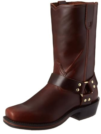 Botas Vaqueras para Hombre Bota Western Clásica con Hebilla Metálica Punta Cuadrada Botas Medias,Dark Brown,44 EU