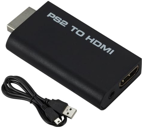 PS2 to HDMI Converter with 3.5mm Audio for HDTV, Monitor & Projector | Converts PS2 video and audio to HDMI, delivering clear picture and sound on compatible modern displays with ease.