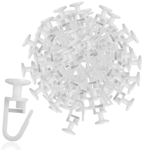 120 Pieces Plastic Curtain Hooks, 11mm Curtain Rail Gliders Curtains Gliders Caravan Curtains With Lockable for Door Window Shower (White)