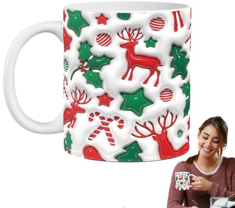Santa's Christmas Rentier-Becher,Weihnachtscharakter-Tassen | Keramik-Weihnachtsbecher -Weihnachtsmann-Becher - Weihnachtstassen, Weihnachtsmanntassen für gemütliches Heißes, Schokolade, Freunde, Fa