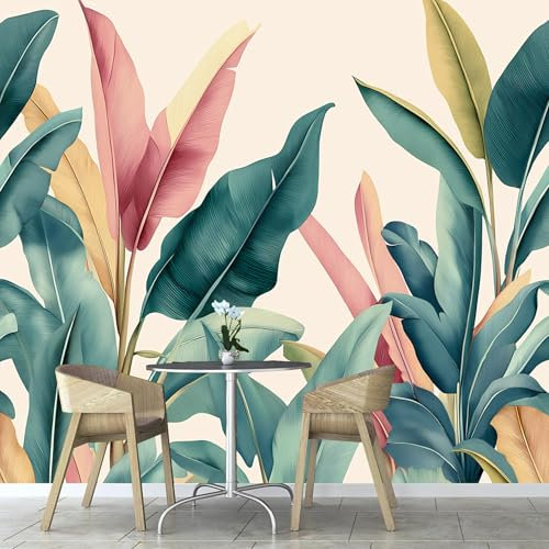 Papier Peint Panoramique Feuilles De Bananier Vertes Abstraites, 400×280cm Usine Papier Peint soie Personnalisé Photo Murale pour Salon Chambre d'enfants Décoration Murale