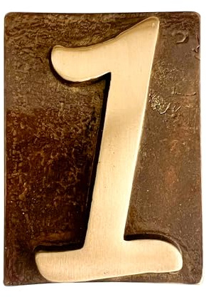 L'ARTISTICA F.LLI PERINCIOLI | Numeri Civici in Ottone, Numero Civico in Ottone Applicabile su Piastra o Parete Adatto per Case, Numero 1, 8x6cm