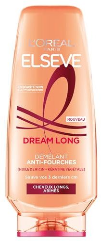 L’ORÉAL PARIS - Démêant Anti-Fourches - Cheveux Longs et Abimés - Huile de Ricin et Kératine Végétale - Elseve Dream Long