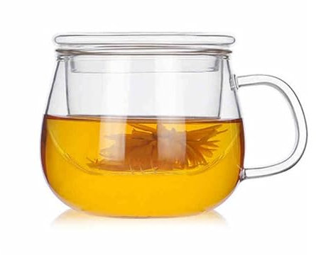 EdirFtra 350ml Glas Tee Tasse mit Deckel und Einlass, Dicke transparente hitzebeständige hohe Borosilikat Glas Blume Tee Tasse, Büro Milch Cup, Kaffee Tasse