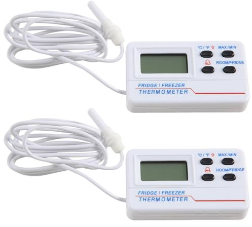 Qerwsdty Thermomètre de Congélateur Thermomètre de Réfrigérateur Double Alarme de Température Affichage Numérique Intérieur Thermomètre Électronique de Réfrigérateur Domestique