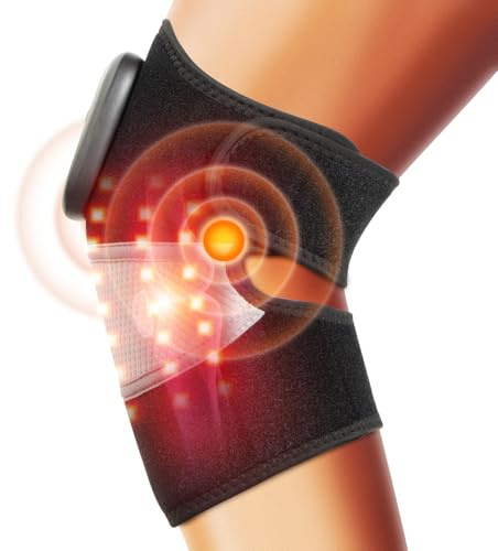 Oramuon Kabelloses Knie - Massagegerät Mit Rotlicht Heizbare Kniebandage Arthritis Schmerzlinderung 3 - in - 1 Heizkissen Vibrationsfunktion Für Knie, Schulter, Ellbogen 5000 mAh Akku Bandage