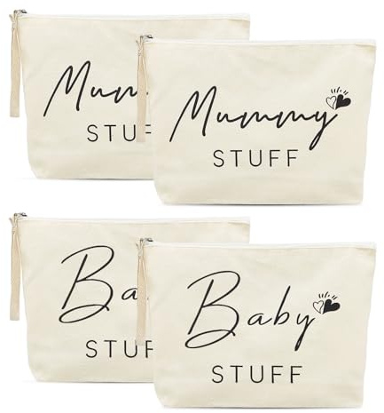 SAIIURV 4 Stück Geschenke für Mama zur Geburt, Neue Mutter Beutel Mama Kosmetiktasche Bag, Kosmetiktasche für Mutter, Kosmetiktasche aus Filz mit Reißverschluss, Babyparty Mommy Bag (4PCS)