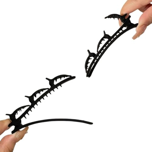 PARENCE.- Set di 2 fermagli per capelli lunghi da 9,5 cm - nero - fermagli per capelli in plastica resistente - accessori per capelli per donne e ragazze - leggero, elegante e pratico