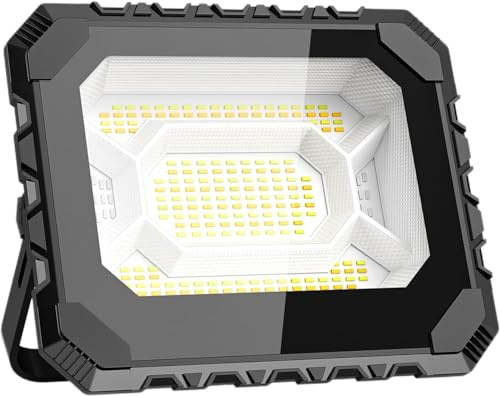 Adewalk 50W LED Baustrahler Akku Solar Arbeitsleuchte Tragbare, 16000LM 16000mAh Akku Arbeitsleuchte USB-Wiederaufladbar, 5 Lichtmodi, Campinglampe Tragbar im Freien für Notfälle, Baustelle, Camping
