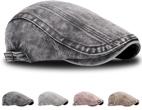 LUKlUP 1 Stück Herren Sommer Schiebermütze aus Baumwolle, Klassischer Retro Design, Rockabilly Baskenmütze Schirmmütze Flatcap für Alltag Outdoor Tragen (DE/NL/SE/PL, Numerisch, 57, 61, Dunkelgrau)