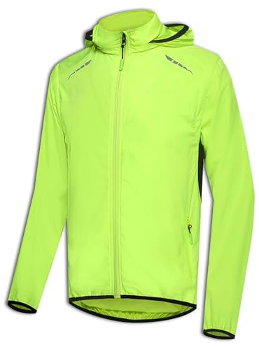 ARMAAN Veste de Cyclisme réfléchissante pour Homme Manches Amovibles Gilet de Sport de Nuit Maillot de vélo Haute visibilité résistant à l'eau Coupe-Vent Manteau de Course vêtements,Green-5XL