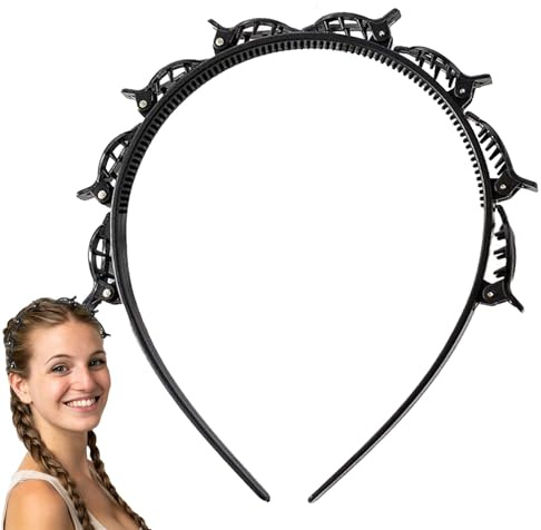 Huvudband med klipp, klipp pannband för kvinnor,Hårklipp Pannband för kvinnor - Weave Bangs frisyr hårnål Kvinnor Girls Tanded Braid Tool for Travel Touch-Ups Home Work