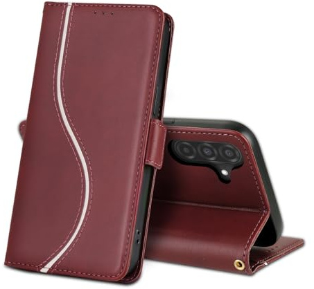 laddutoi Cover per Samsung Galaxy A26 5G, Custodia Flip Case in Pelle PU [Slot Carte] [Supporto Stand] [Magnetica], Libro Portafoglio Antiurto Custodia per Samsung Galaxy A26, Vino Rosso