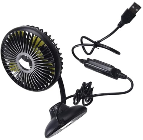 PENIKOKO Ventilatore Auto Silenzioso USB per Mini Rotante Portatile per Interni Auto e Scrivania Funzionamento Silenzioso e Facile Casa e Veicolo
