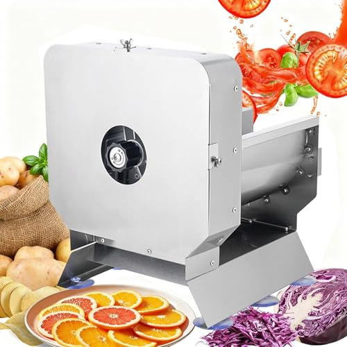 JIYINGHUI Elektrischer Gemüseschneider Kommerzieller Obstschneider 0–0,4 Zoll Dicke Einstellbar Mit Edelstahlklingen Für Tomaten, Zwiebeln, Kartoffeln, Kohl, Limette, Orange