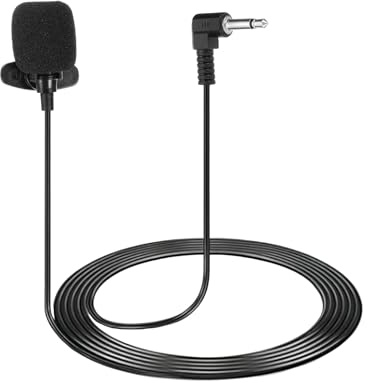 sourcing map Lavalier Micrófono de solapa, micrófono de cuello de condensador mono de codo de 3,5 mm, micrófono de condensador omnidireccional con cable de 2 m, mini micrófono de solapa para