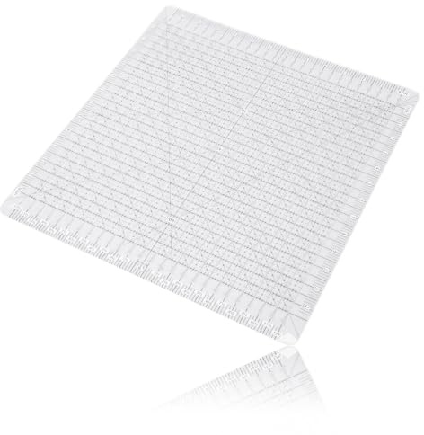 Regla de plantilla de acolchado, 12.5x12.5 pulgadas Línea bicolor transparente Regla de tira de edredón de costura Herramientas de patchwork de corte cuadrado multifuncional para