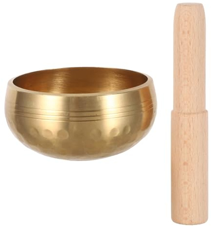 BESPORTBLE Cuenco Tibetano Martillado a Mano de 8 CM con de Madera Instrumento de Sonido para Meditación y Relajación Cuenco Sonoro Tibetano Portátil para Yoga y Terapia de Atención Plena