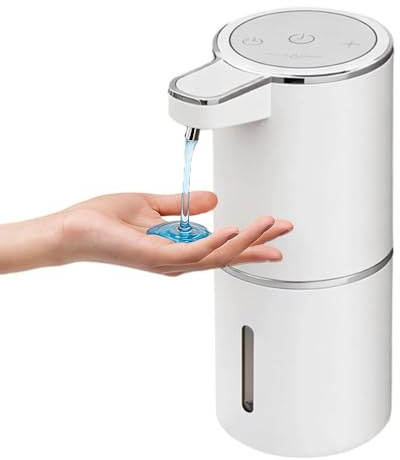 M.J COMFY-LIFE Automatic Soap Dispenser Touchless, 380ml Rechargeable Wall Mounted with 4 Adjustable Levels, IPX5 Waterproof USB-C Fast Charging Smart IR Sensor for Bathroom Kitchen Hotel