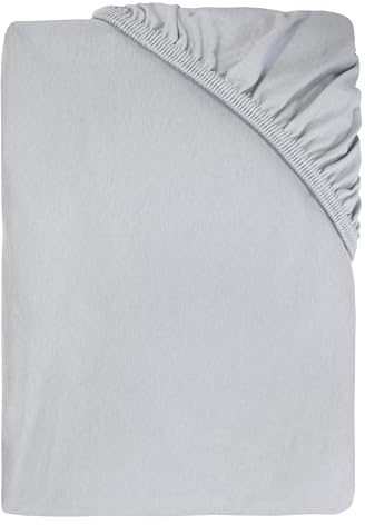Dyckhoff Spannbettlaken Jersey 95% Baumwolle, Silber, 140-160x200cm | 5% Elasthan-Anteil für extra Komfort, Rundumgummizug, 35cm Steghöhe für perfekte Passform, pflegeleicht, langlebig