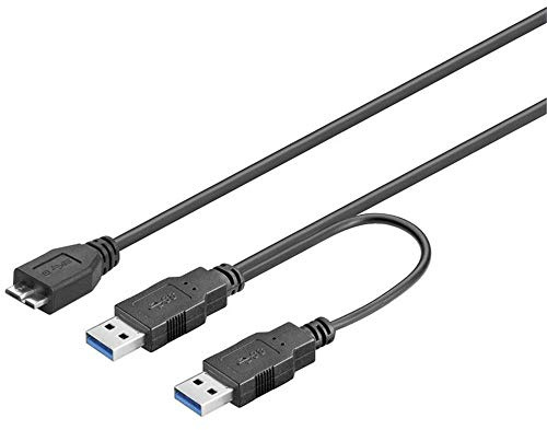 USB 3.0 Y-Kabel 0,3 m, 2x USB-A auf Micro-B, Dual Power, 5 Gbit/s