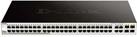 D-Link DGS-1210-48/E 48-Port Smart Managed Gigabit Switch (48x 10/100/1000Mbit/s, 4x Glasfaser SFP/Combo-Ports, lüfterlos & energiesparend) - Nur EU-Netzkabel