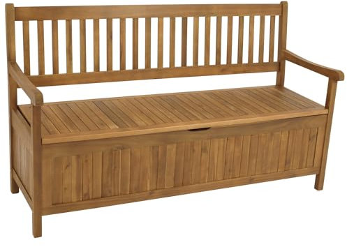 DEGAMO Gartenbank Truhenbank Benita 3-sitzer 150cm, Akazienholz braun geölt, Outdoor