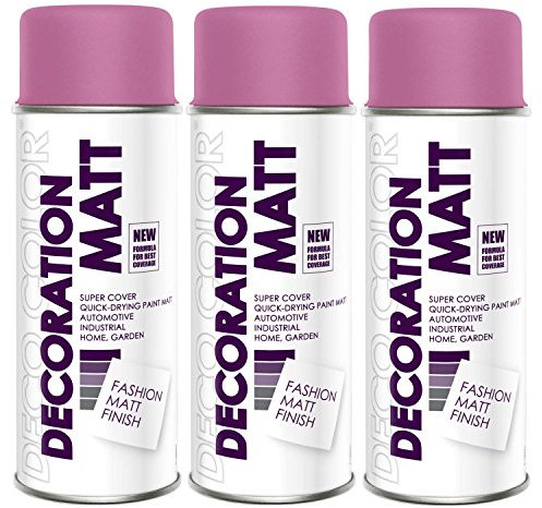 Deco Color 3er Sparpack DC Lackspray matt 400ml nach RAL freie Farbauswahl (3 Dosen in pink MATT RAL 4003)
