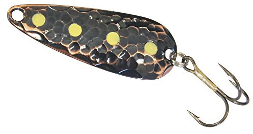 Oldstream Blinker 5cm 7g - Forellenblinker & Hechtblinker zum Spinnfischen auf Hecht & Forelle, Spinnköder zum Spinnangeln, Löffelblinker, Farbe:kupferfarben/gr. gelbe Punkte