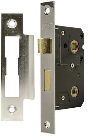 TSS Polished Chrome Bathroom Lock 2.5 (65mm) Bathroom Door Lock Mortice Lock, Supplied with Fixutres & Fittings